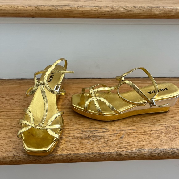 Prada Gold with Silver accent Sandals, 38.5, Made in Italy - Picture 6 of 10